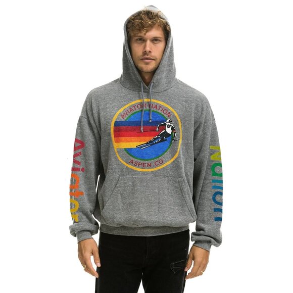 Aviator Nation Aspen Relaxed Pullover Hoodie in Heather Grey - Picture 2 of 5